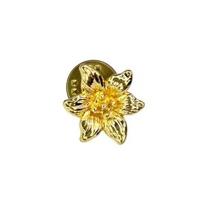 Vintage Gold Tone Lily Flower Lapel Pin Hat Pin Floral Brooch, [.75” x .5”]